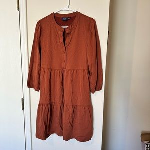 Gap burnt orange tiered dress